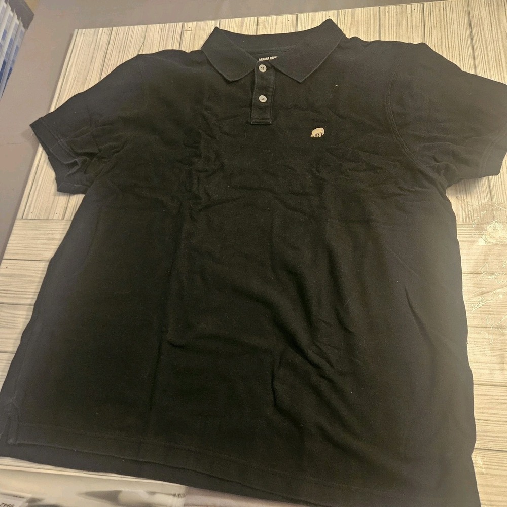 Banana Republic Shirt‎ Mens XXL Black Short Sleeve Collar
